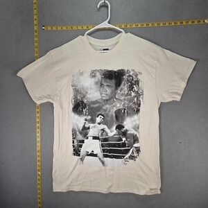 Ali Muhammad Ali Shirt Mens Large White Boxing Graphic T-Shirt Tagless Cotton
